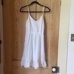 White spaghetti strap eyelet fabric dress cotton size small